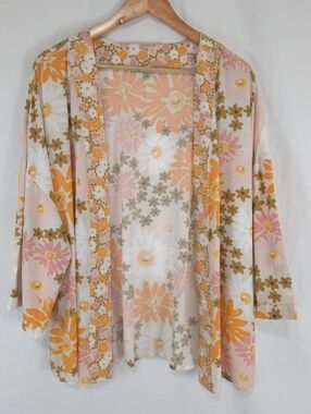 My Danielle Women's Retro Vintage Floral Print Open Front Kimono Top